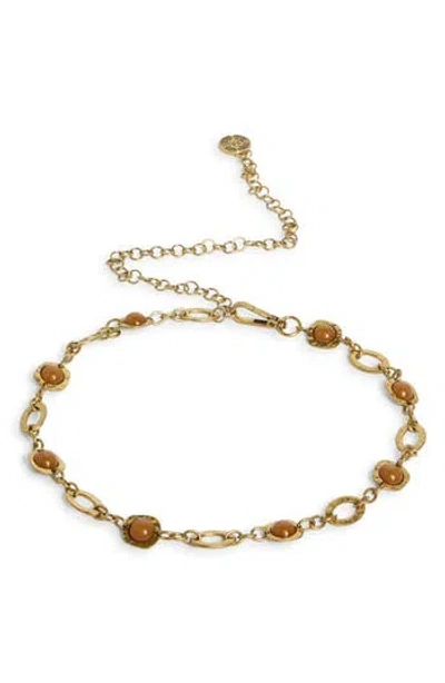 Steve Madden Hammered Stone Chain Belt In Purple