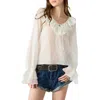 Steve Madden Hamptons Ruffle Lace Top In White