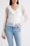 Steve Madden Hamptons Ruffle Lace Top In Brown
