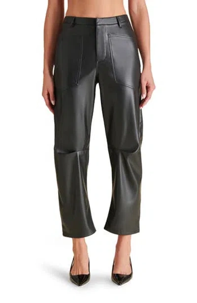 Steve Madden Haniel Faux Leather Barrel Pants In Black