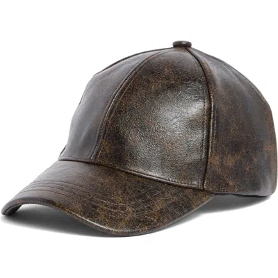 Steve Madden H-anna Distressed Faux Leather Baseball Cap In Black