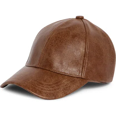 Steve Madden H-anna Distressed Faux Leather Baseball Cap In Brown