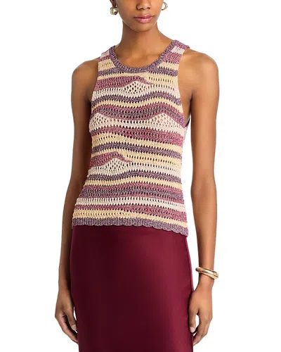 STEVE MADDEN HANNAH STRIPED CROCHET SLEEVELESS SWEATER