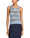 Steve Madden Hannah Striped Crochet Sleeveless Sweater In Indigo Blue