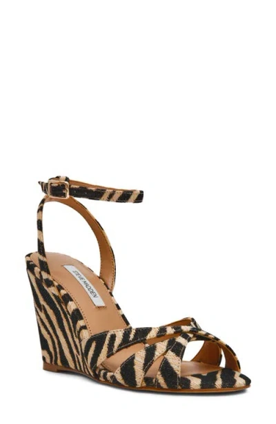Steve Madden Harbor Ankle Strap Wedge Sandal In Black