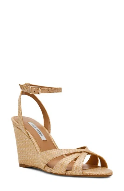 Steve Madden Harbor Ankle Strap Wedge Sandal In Brown