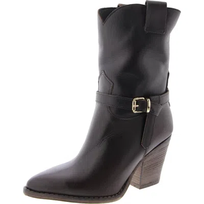 Steve Madden Hardy Womens Buckle Pointed Toe Booties In Brown