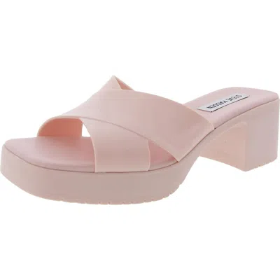 Steve Madden Harley Womens Padded Insole Patent Slide Sandals In Gold