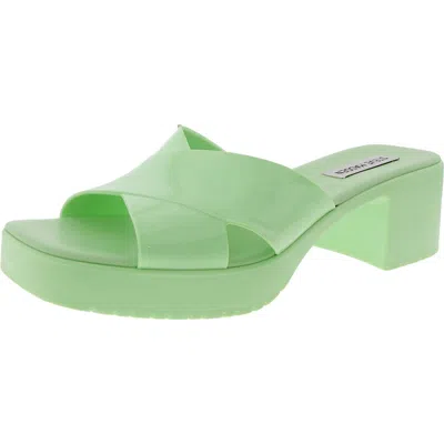 Steve Madden Harley Womens Padded Insole Patent Slide Sandals In Green