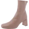 Steve Madden Harli Womens Faux Leather Square Toe Ankle Boots In Beige
