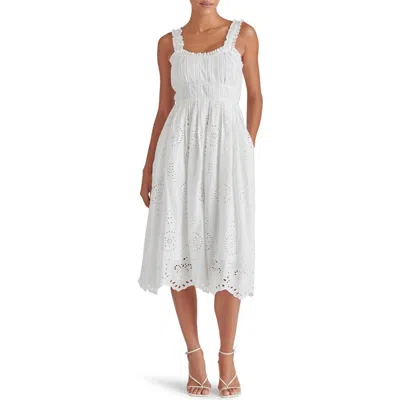 Steve Madden Harmony Eyelet Embroidered Cotton Midi Dress In White