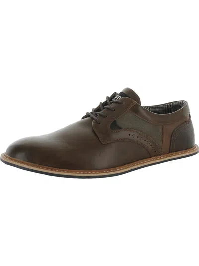 Steve Madden Harolld Mens Faux Leather Oxfords In Brown