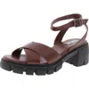 Steve Madden Haute Womens Adjustable Faux Leather Block Heel In Brown