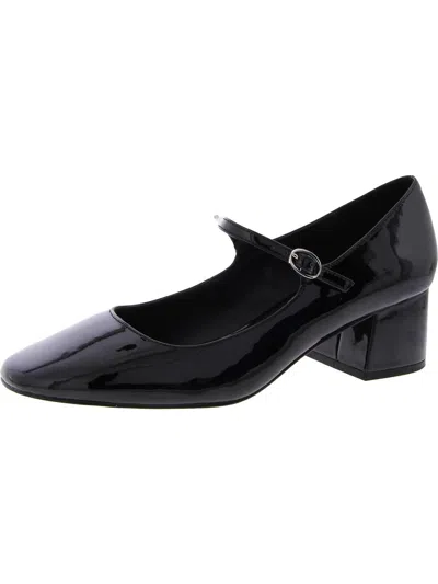 Steve Madden Hawke Womens Patent Slip On Mary Jane Heels In Black