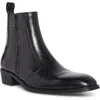 Steve Madden Men's Hyphen Side-zip Leather Dress Boot In Black