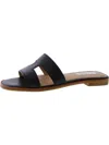 Steve Madden Hadyn Womens Leather Open Toe Slide Sandals In Black