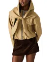 Steve Madden Heidi Cotton Blend Jacket With Removable Hood In Brown