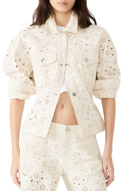 Steve Madden Henrietta Embroidered Eyelet Cotton Jacket In Neutral