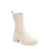 Steve Madden Hesitant Boots Womens Ivory Leather Block Heel Mid-calf Rhs5920 In White