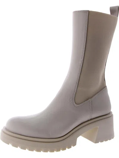 Steve Madden Hesitant Womens Pull On Moto Mid-calf Boots In White