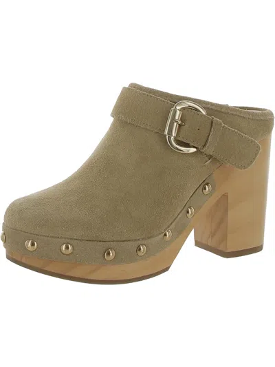 Steve Madden Hilde Womens Suede Studded Clogs In Green