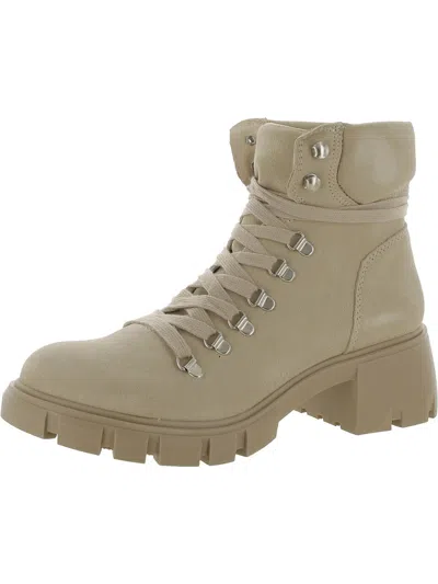 Steve Madden Hint Womens Leather Ankle Combat & Lace-up Boots In Beige