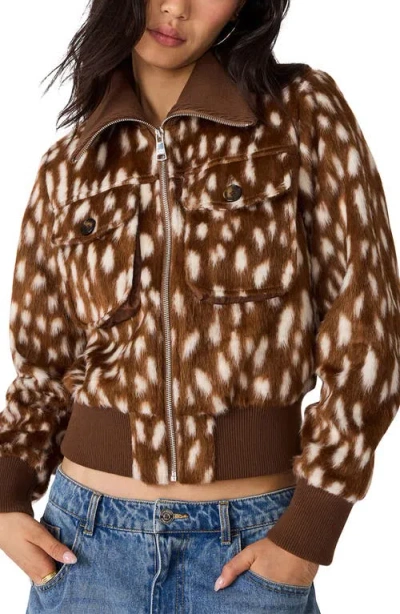 Steve Madden Hunton Faux Fur Bomber Jacket In Purple