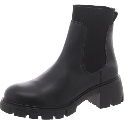 Steve Madden Hutch Womens Suede Lugged Sole Chelsea Boots In Black