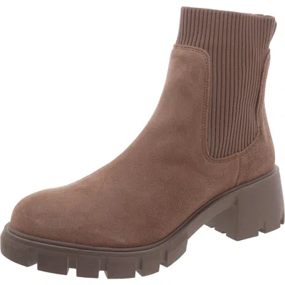 Steve Madden Hutch Womens Suede Lugged Sole Chelsea Boots In Brown