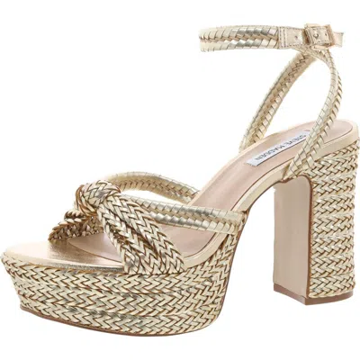 Steve Madden Ibiza Womens Faux Leather Heels In Gold