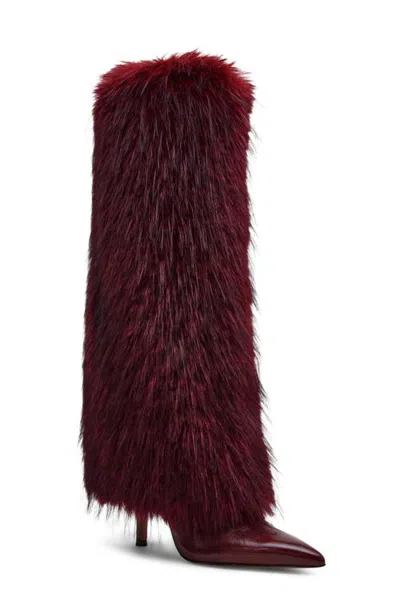 Steve Madden Icon Faux Fur Knee High Boot In Burgundy