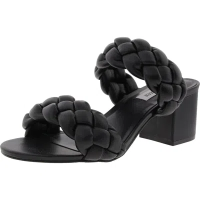 Steve Madden Ideals Womens Braided Faux Leather Block Heel In Black
