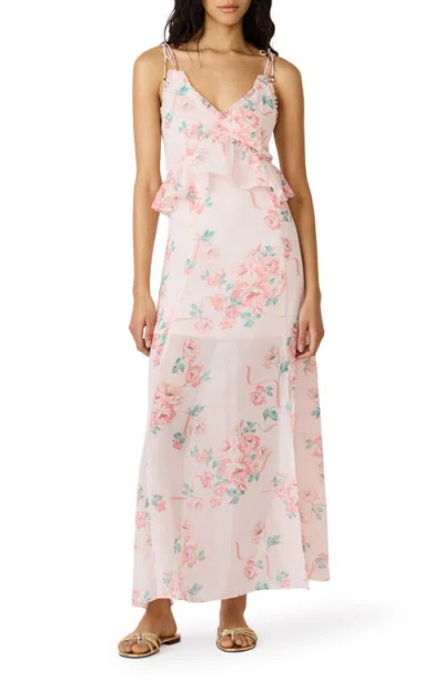 Steve Madden Ilara Floral Ruffle Detail Maxi Dress In Pink