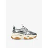Steve Madden Ilver Kids' Jpossession Mesh And Faux-leather Low-top Trainers Eur 34 / 2 Uk In Silver