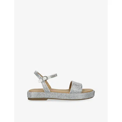 Steve Madden Ilver Kids' Sweeter Faux-leather Sandals Eur 31 / 12.5 Uk In Metallic