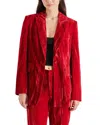 Steve Madden Imann One-button Crushed Velvet Blazer In Red