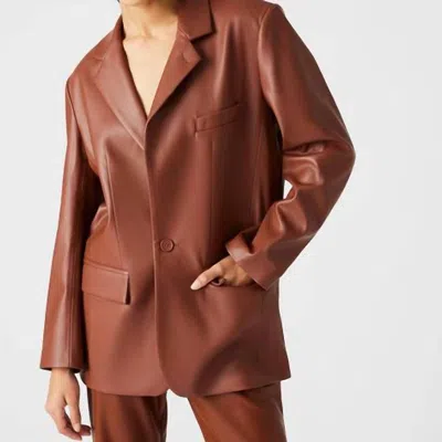 Steve Madden Imaan Faux Leather Blazer In Brown