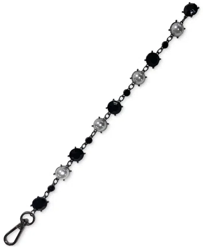 Steve Madden Imitation Pearl & Stone Chain Belt In Gray