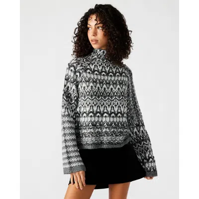 Steve Madden Indie Funnel Neck Sweater In Charcoal Grey