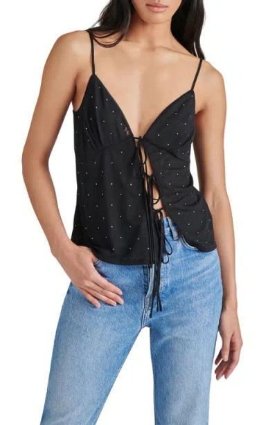 Steve Madden Indy Crystal Detail Mesh Camisole In Black
