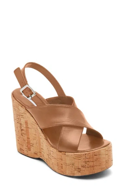 Steve Madden Infinity Platform Wedge Sandal In Tan Leather