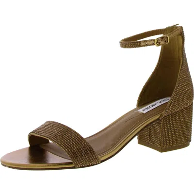 Steve Madden Irenee-r Womens Ankle Strap Rhinestone Heels In Brown