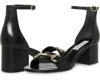 Steve Madden Irenee Sandals Women 8 Black Leather Ankle Strap Block Heel Gbnc651 In Black