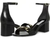 Steve Madden Irenee Sandals Women 8 Black Leather Ankle Strap Block Heel Gbnc651