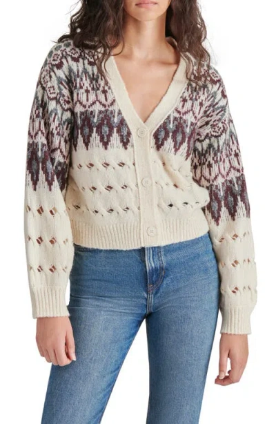 Steve Madden Women's Irisa Fair Isle Cardigan In Cream