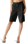 Steve Madden Ivana Linen Blend Bermuda Shorts In Black