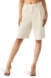 Steve Madden Ivana Linen Blend Bermuda Shorts In White