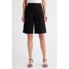 Steve Madden Ivana Pleated Front Cotton Shorts In Black