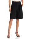 Steve Madden Ivana Pleated Front Cotton Shorts In Black