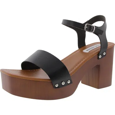Steve Madden Ivy Womens Studded Faux Leather Platform Sandals In Black